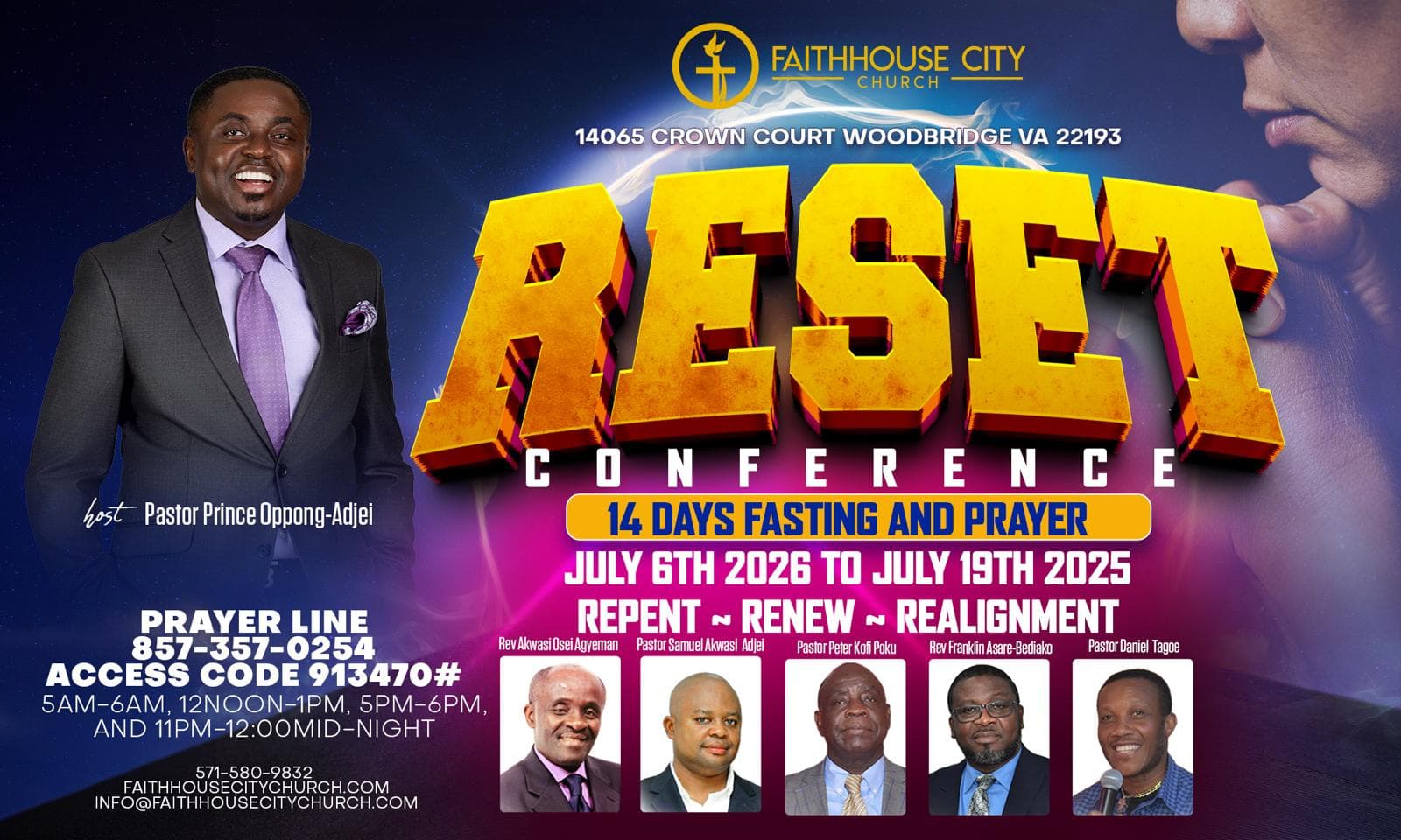Reset Conference flyer: 14 days fasting and prayer